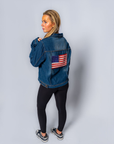 Jean Jacket with Beaded American Flag