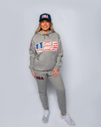 Stars & Stripes Retro Nike Hoodie with Sewn-On USA and Flag