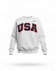 White Retro Nike Crew with Sewn-On USA and Flag