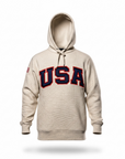 Oatmeal Retro Artisan Hoodie with Sewn-On USA