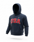 Navy Retro Nike Hoodie with Sewn-On USA and Flag