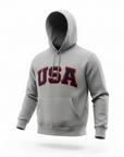 Grey Retro Nike Hoodie with Sewn-On USA and Flag