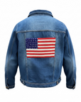 Jean Jacket with Beaded American Flag