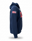 Navy Retro Nike Hoodie with Sewn-On USA and Flag