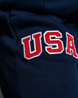 Navy Retro Nike Joggers with Sewn-On USA