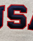 Oatmeal USA Sewn-On Mock Neck Crew & Embroidered American Flag