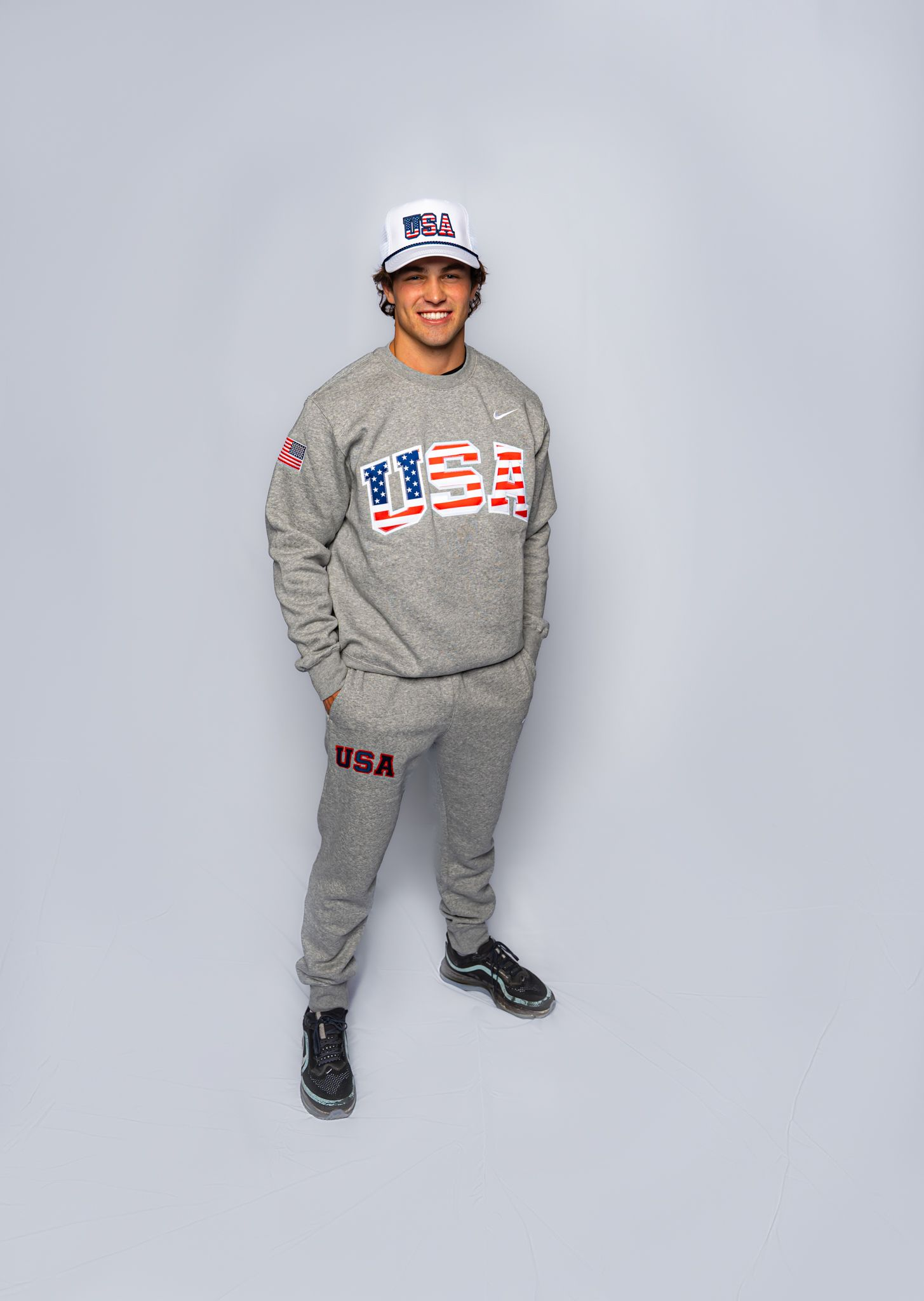 Stars &amp; Stripes Retro Nike Crew with Sewn-On USA and Flag