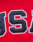 Red Retro Nike Hoodie with Sewn-On USA and Flag