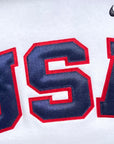 White Retro Nike Hoodie with Sewn-On USA and Flag