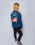 Jean Jacket with Beaded American Flag