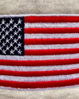 Oatmeal USA Sewn-On Mock Neck Crew & Embroidered American Flag