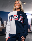 Split Retro Nike Crew with Sewn-On USA and Flag