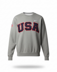 Grey Retro Nike Crew with Sewn-On USA and Flag
