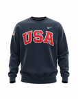 Navy Retro Nike Crew with Sewn-On USA and Flag