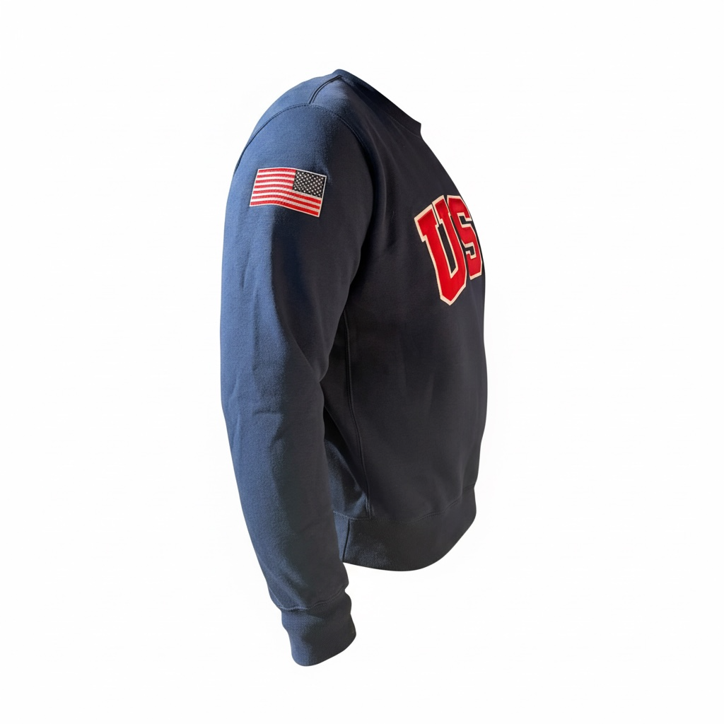 Navy Retro Nike Crew with Sewn-On USA and Flag