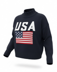 Navy USA Mock Neck Knit Sweater