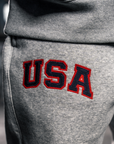 Grey Retro Nike Crew with Sewn-On USA and Flag